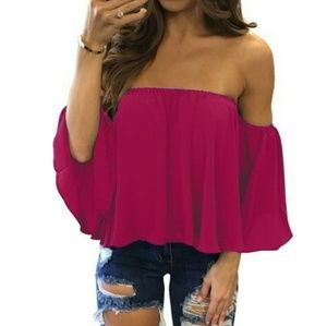 Cute Pink Off-the-shoulder Top